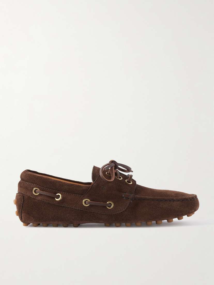 Tod's Gommino Leather-trimmed Suede Boat Shoes