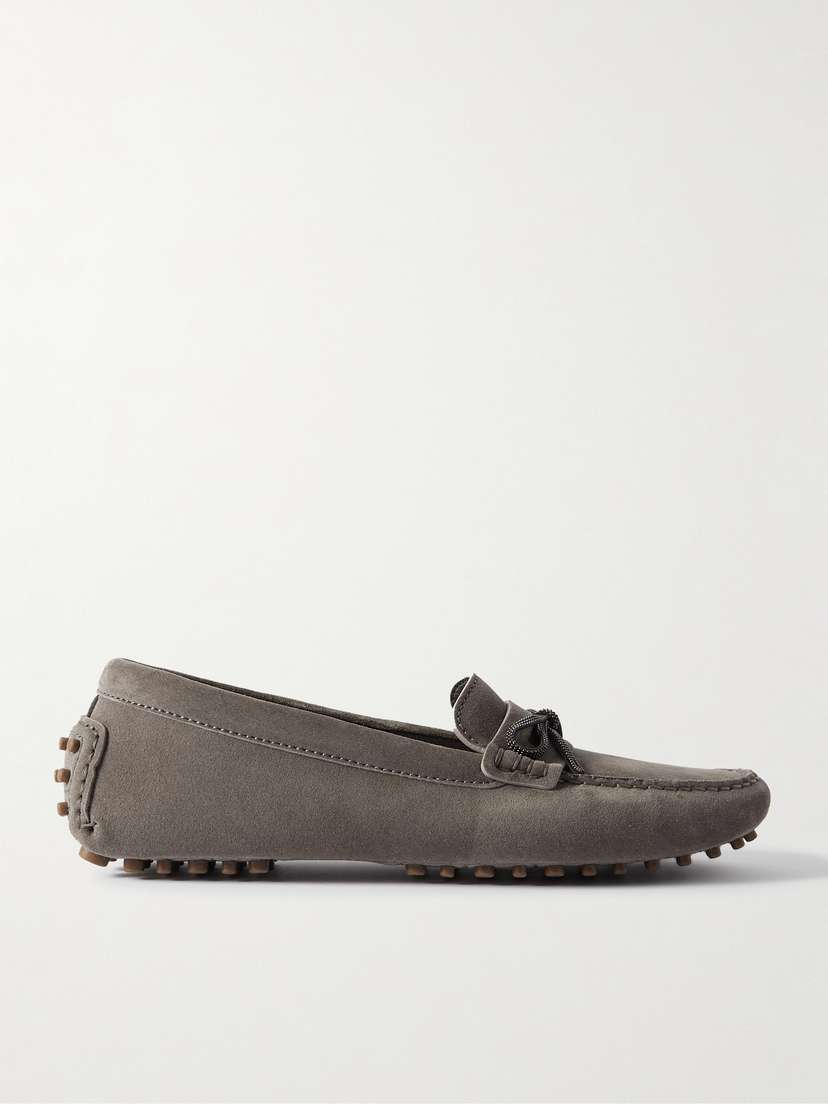 Brunello Cucinelli Embellished Suede Driving Shoes