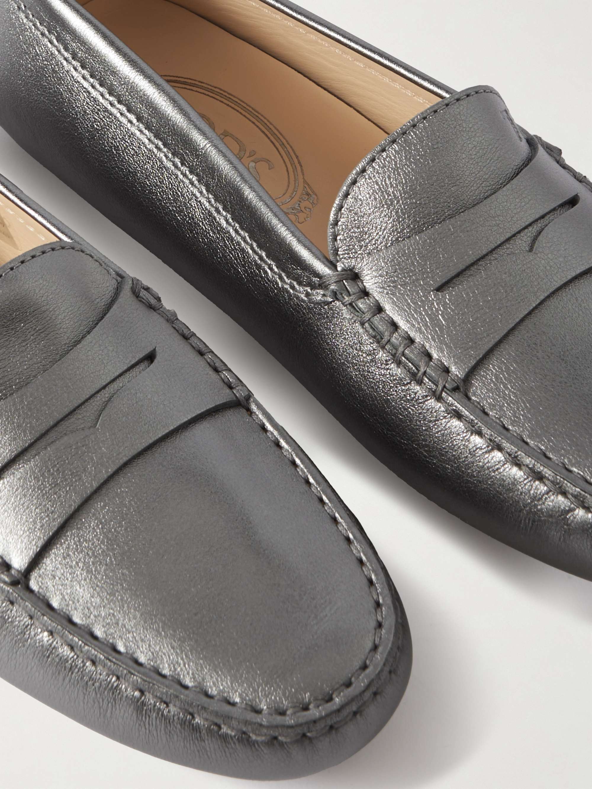 Tod's Women's Black Patent Leather Gommino Fringe Double T Loafers Size 41