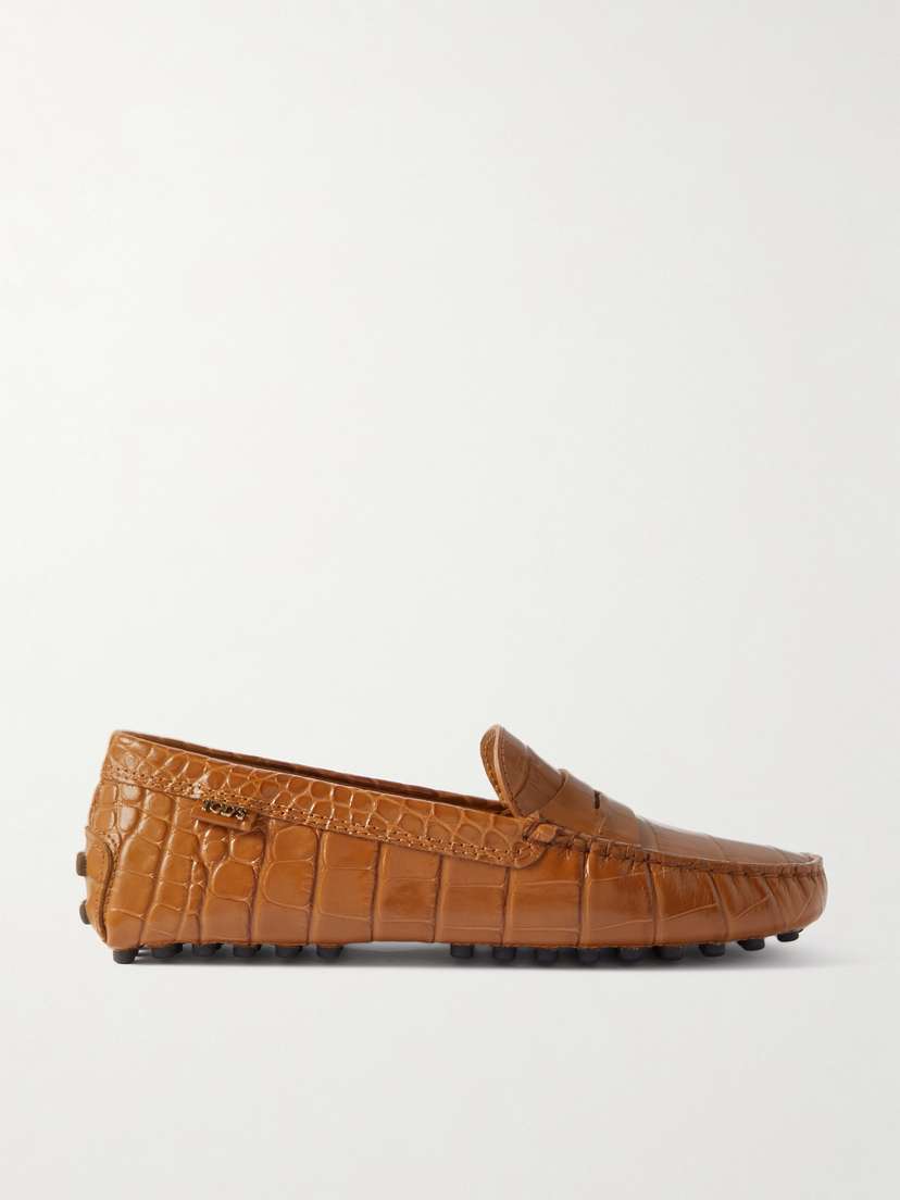 Tod's Gommino Croc-effect Leather Loafers