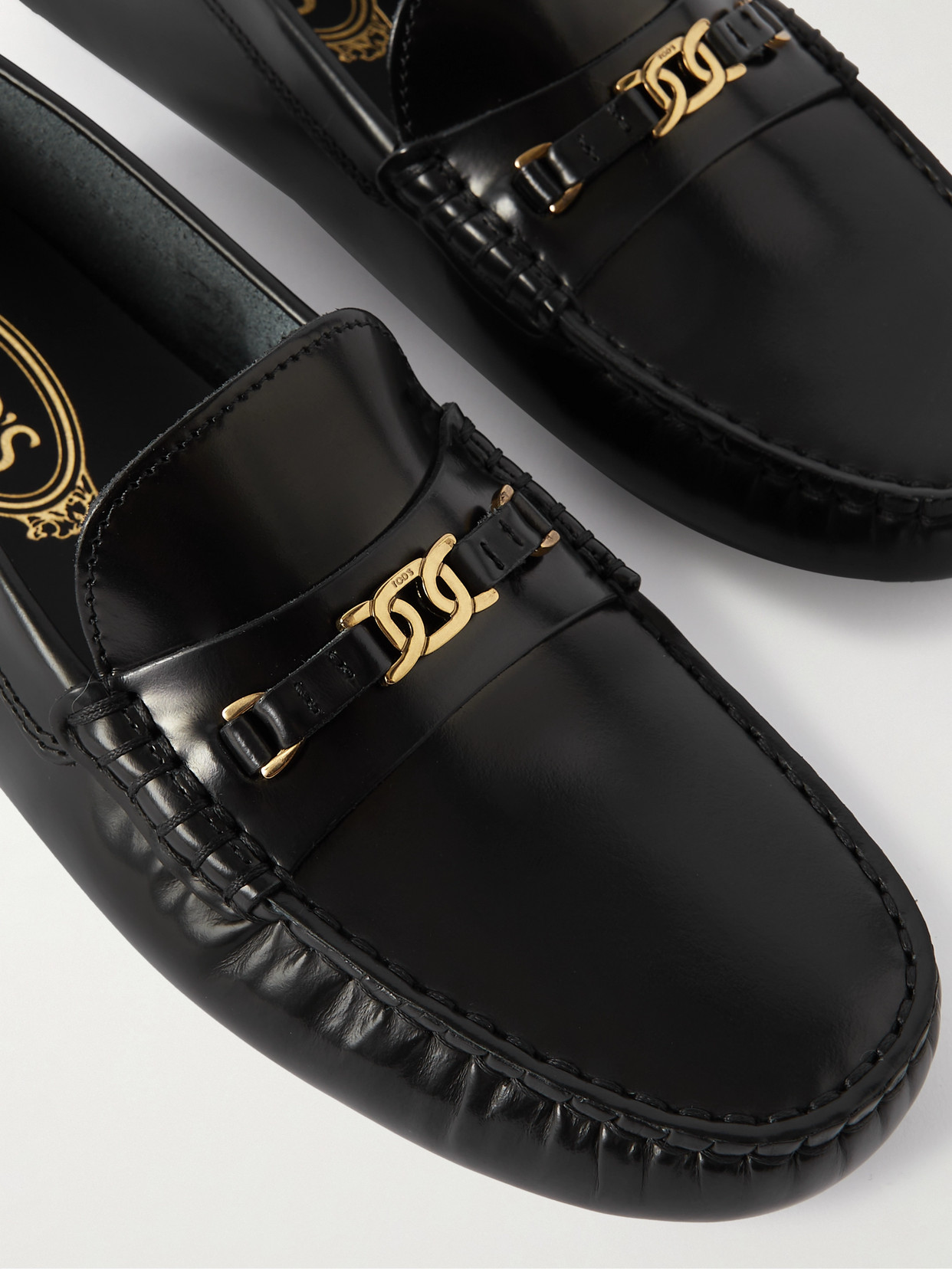 Tod's Gommino Embellished Patent-leather Loafers In Black