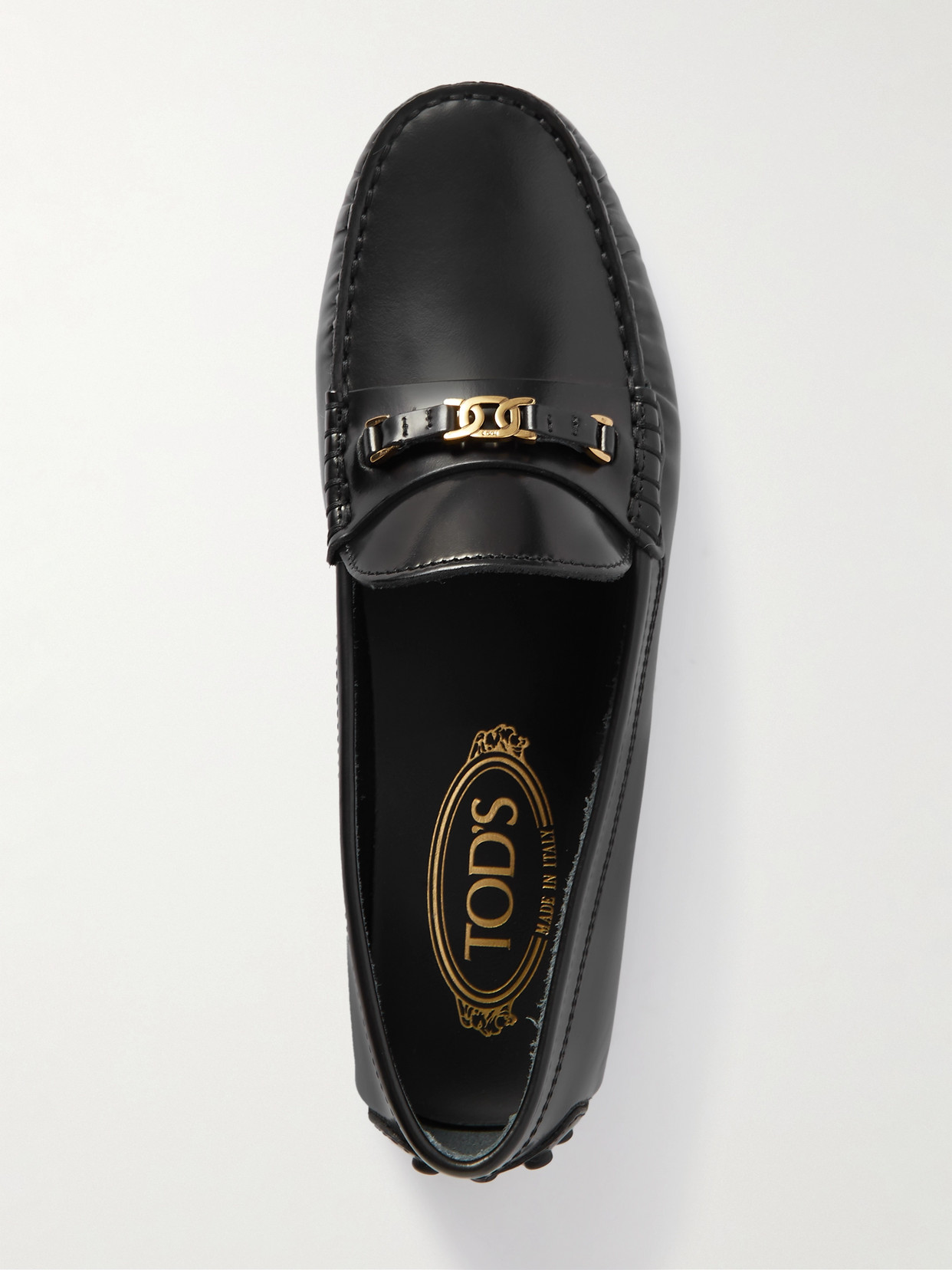 Tod's Gommino Embellished Patent-leather Loafers In Black