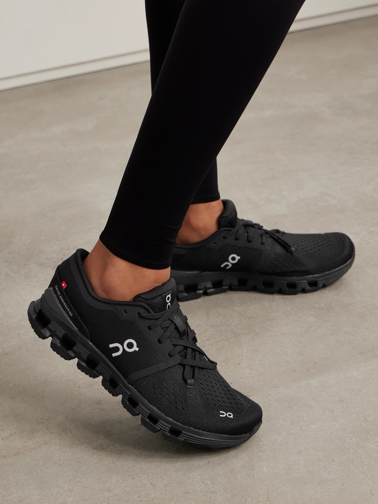 Shop On Cloud X 4 Recycled-mesh Sneakers In Black