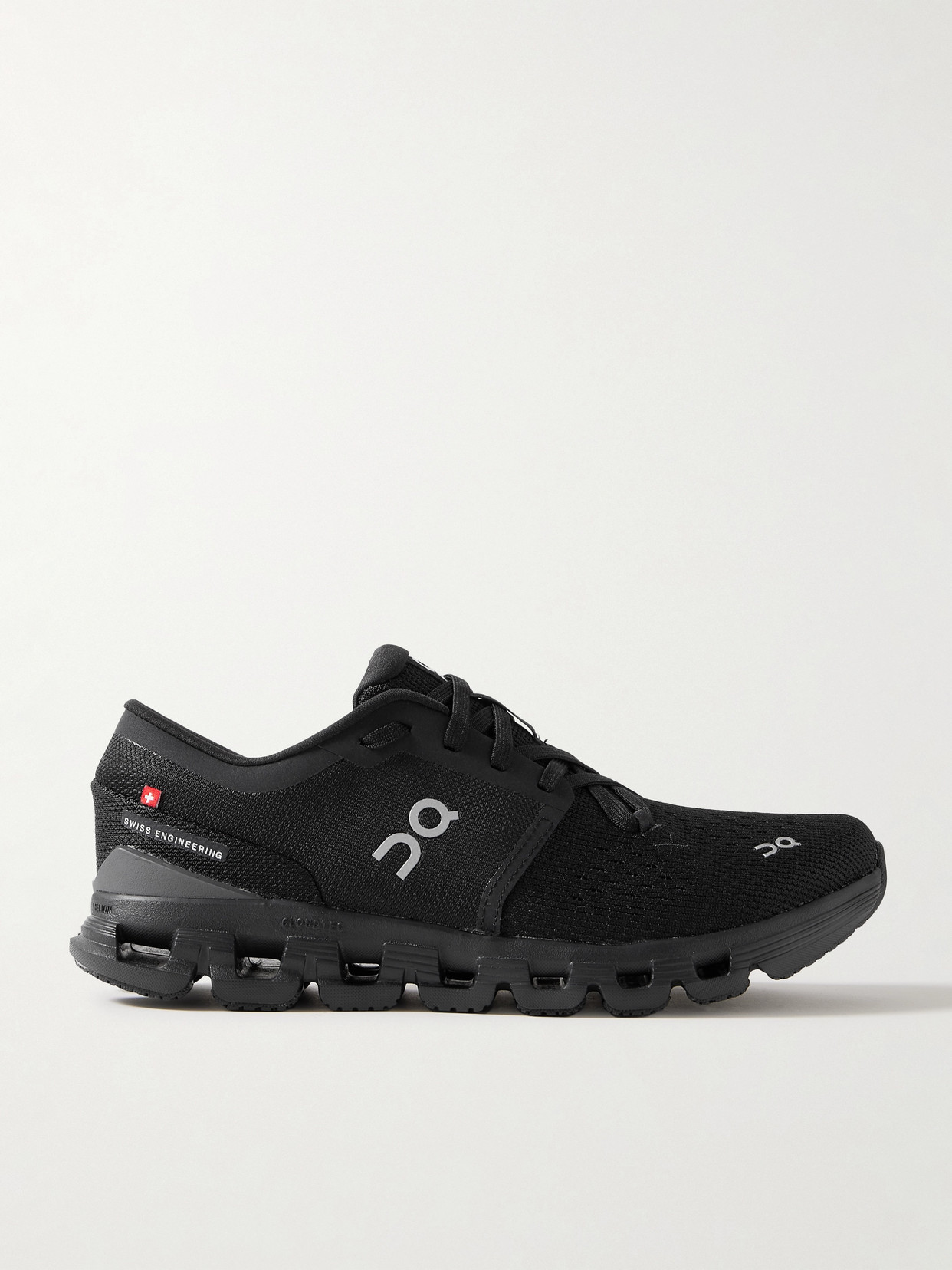 Shop On Cloud X 4 Recycled-mesh Sneakers In Black