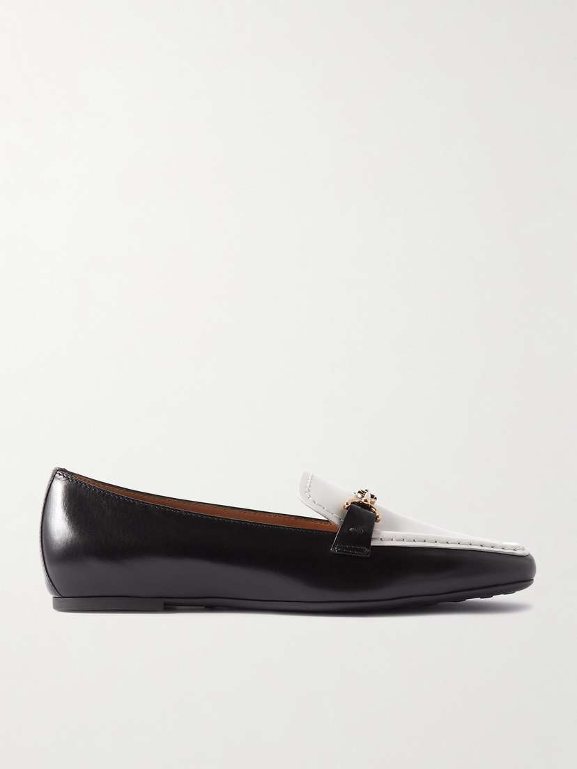 Tod's Embellished Two-tone Leather Loafers