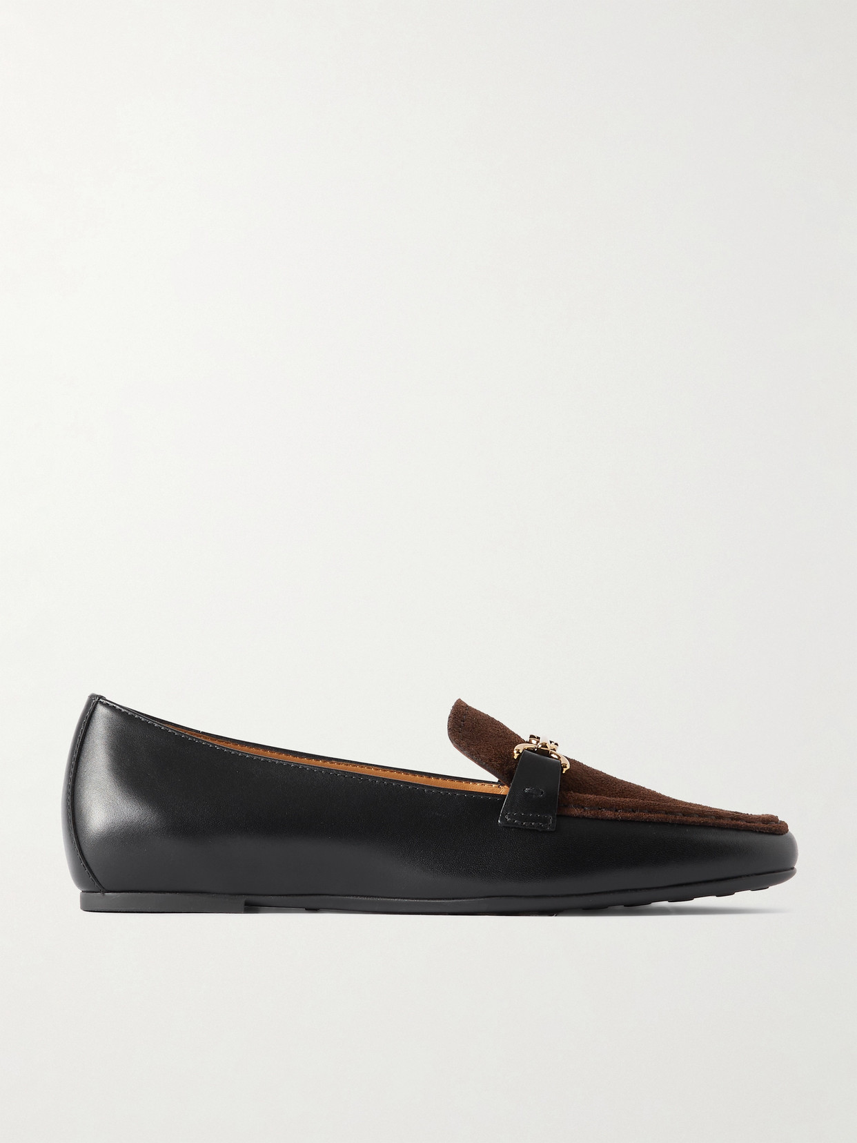 Tod's Gomma Embellished Leather And Suede Loafers In Brown