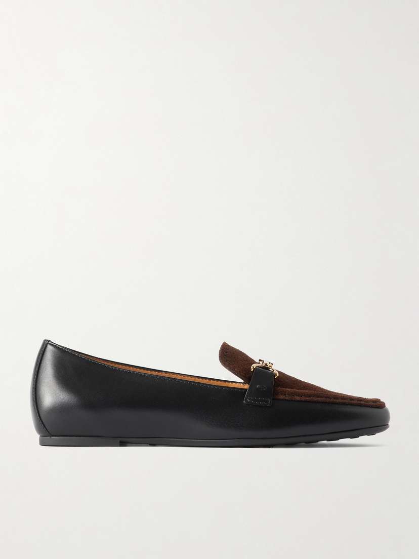 Tod's Gomma Embellished Leather And Suede Loafers