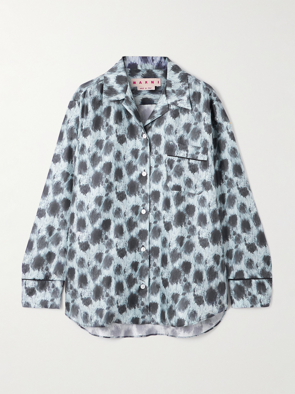 Marni - Printed Silk-twill Shirt - Silver