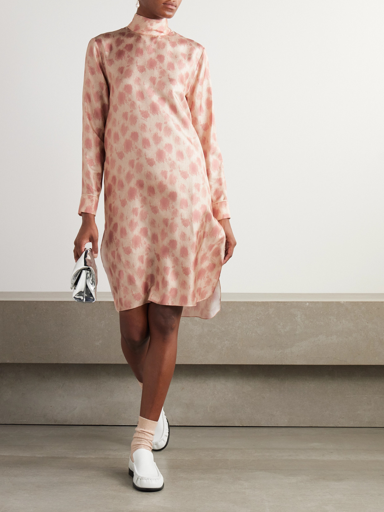 Marni Printed Silk-satin Mini Dress In Pink