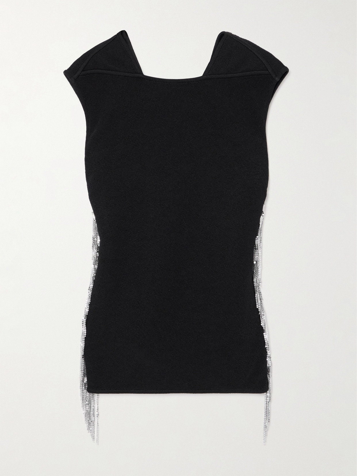 Jil Sander Fringed Open-back Embellished Ponte Top In Black