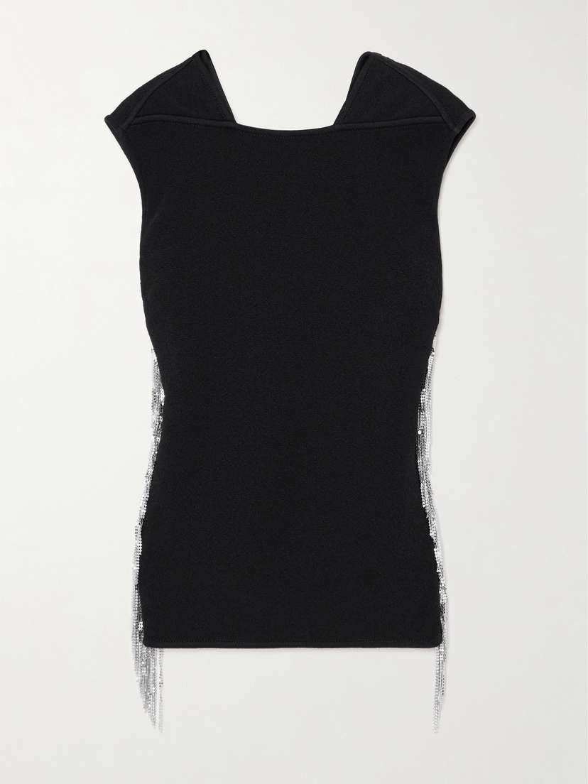 Jil Sander Fringed Open-back Embellished Ponte Top