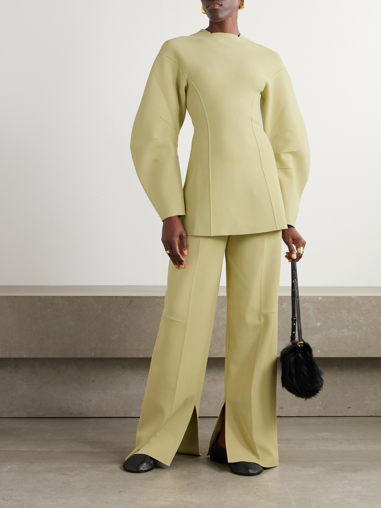 JIL SANDER PANELED KNITTED SWEATER