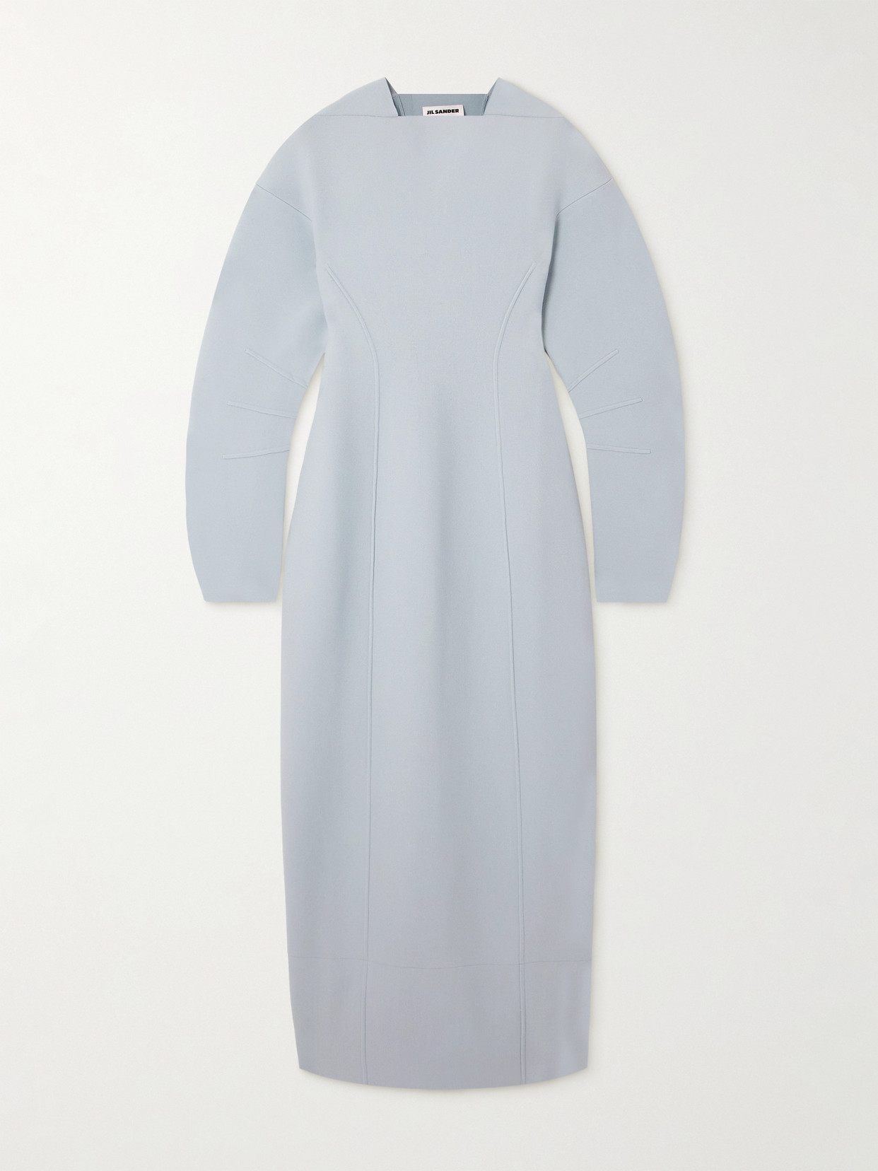 Jil Sander Calf-length Long-sleeve Dress In Blue