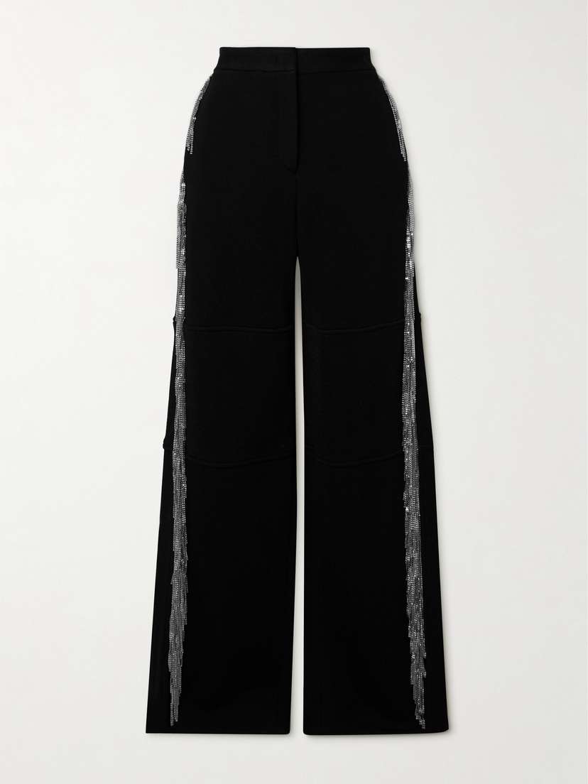 Jil Sander Embellished Fringed Woven Wide-leg Pants
