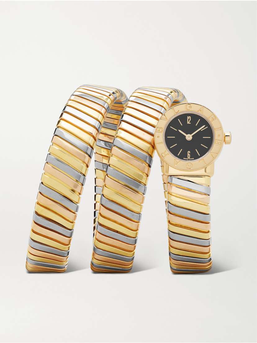 Stephanie Windsor + Bvlgari Vintage 1990s Serpenti Tubogas 19mm 18-karat Yellow, White And Rose Gold Watch