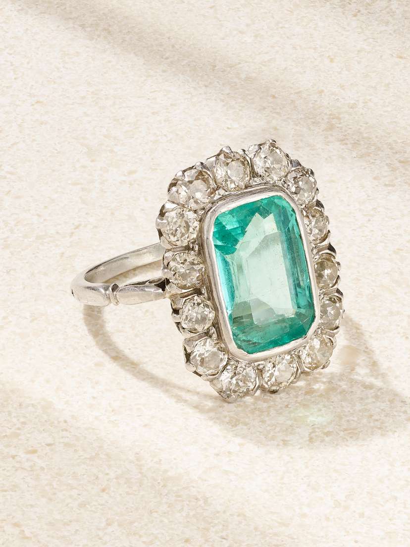 Stephanie Windsor Edwardian 1915 Platinum, Emerald And Diamond Ring