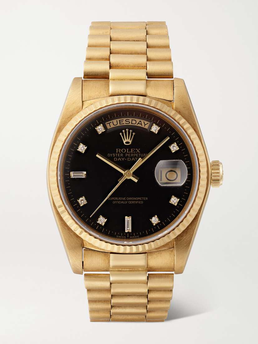 Stephanie Windsor + Rolex Vintage 1982 Oyster Perpetual Day-date President Automatic 36mm 18-karat Gold Diamond Watch