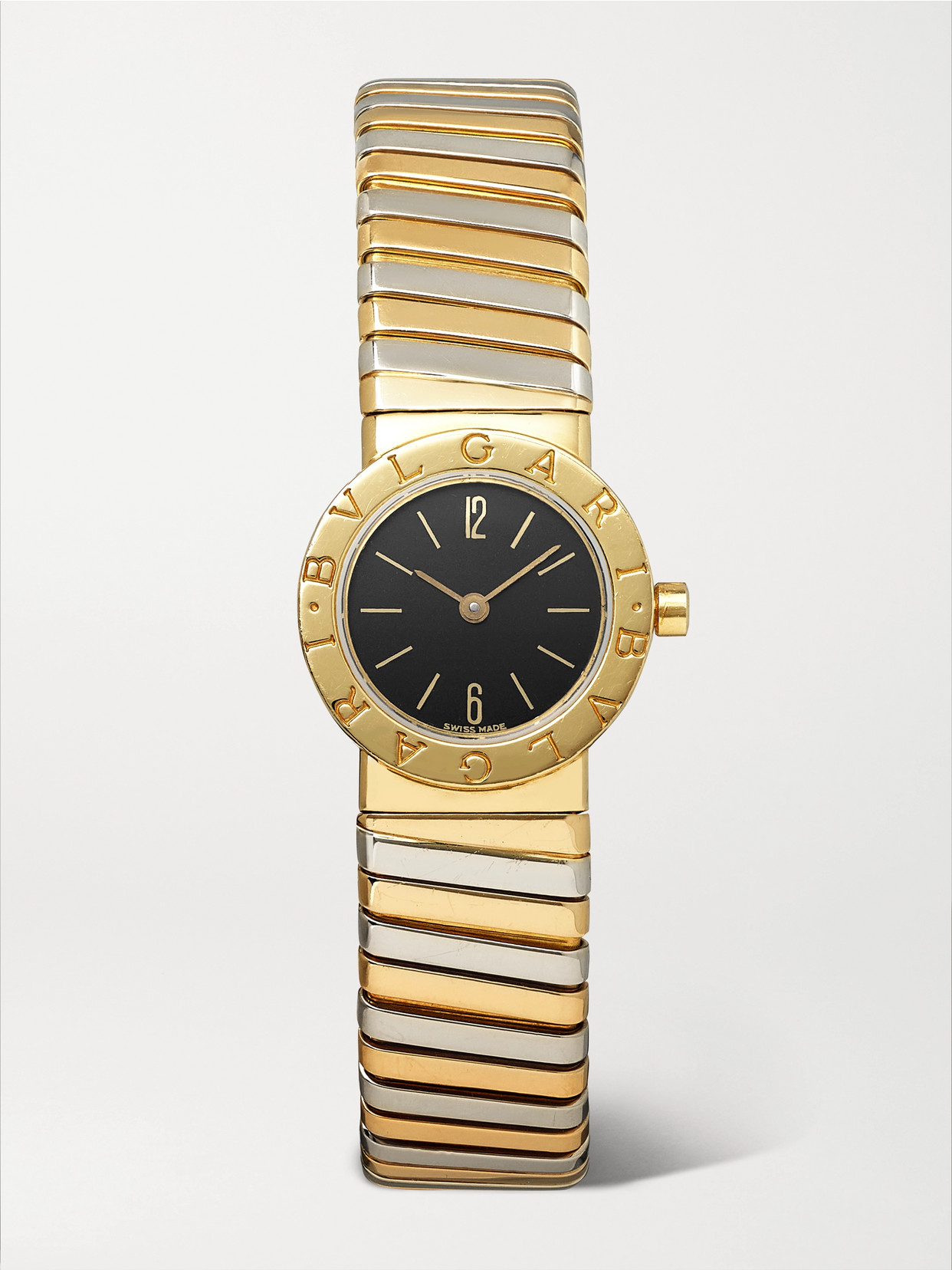 Stephanie Windsor + Bvlgari Vintage 1990s Tubogas Automatic 23mm 18-karat White, Yellow And Rose Gold Watch