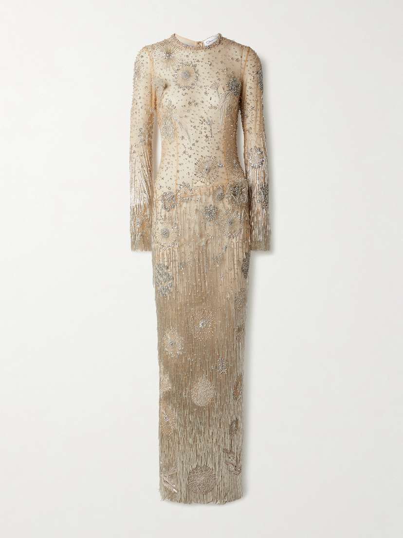 Oscar de la Renta Embellished Tulle Gown