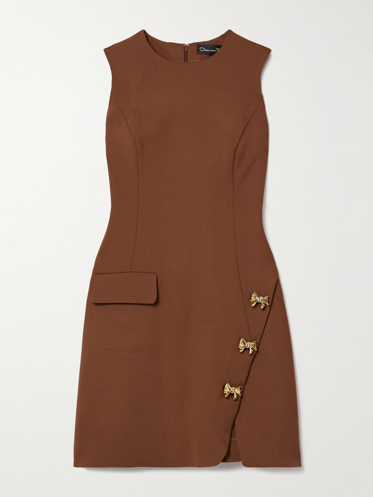 Oscar de la Renta - Embellished Wool-blend Mini Dress - Brown