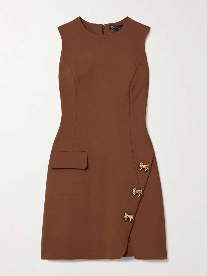 Oscar de la Renta Embellished Wool-blend Mini Dress