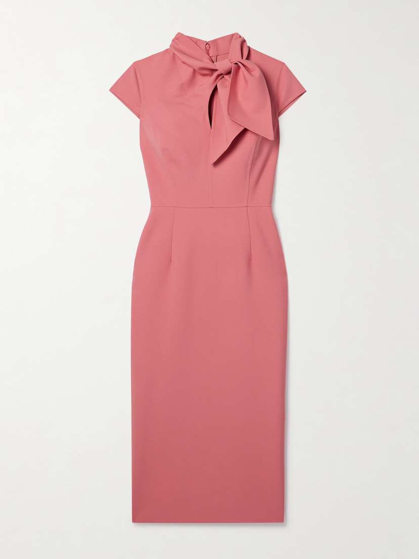 Oscar de la Renta Tie-neck Wool-blend Midi Dress