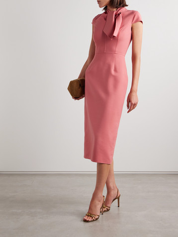 Oscar de la Renta Tie-neck wool-blend midi dress