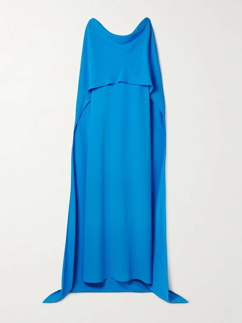 Oscar de la Renta Draped Cape-effect Silk-blend Georgette Gown