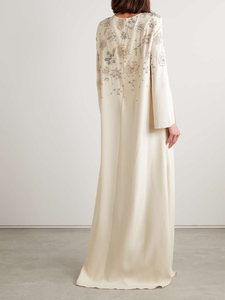 embellished silk-blend crepe gown