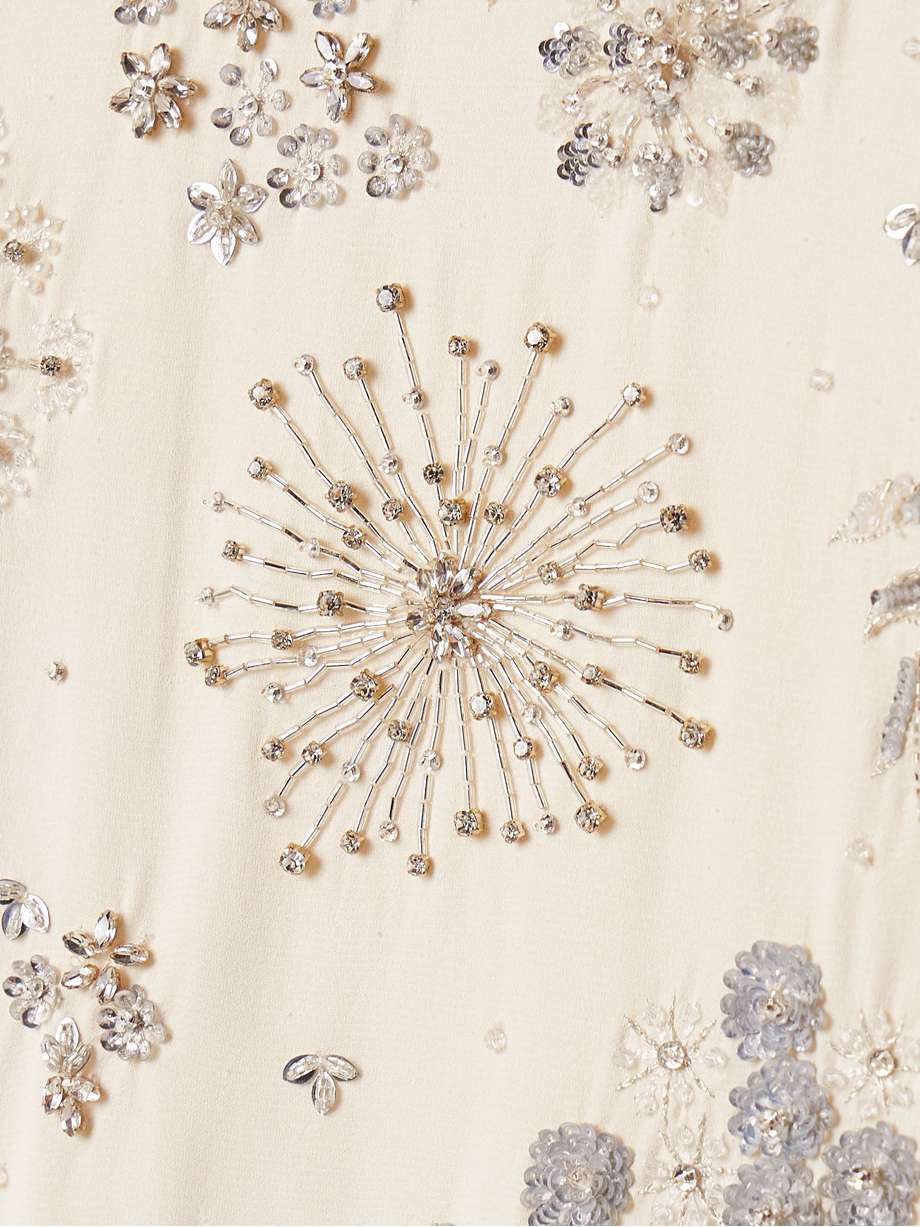 embellished silk-blend crepe gown