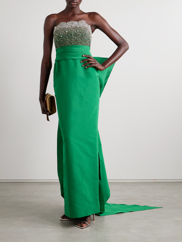 Oscar de la Renta Strapless silk-faille and embellished tulle gown