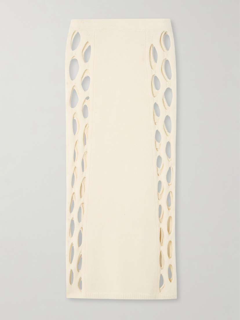Diotima Steer Cutout Ribbed Wool-blend Midi Skirt