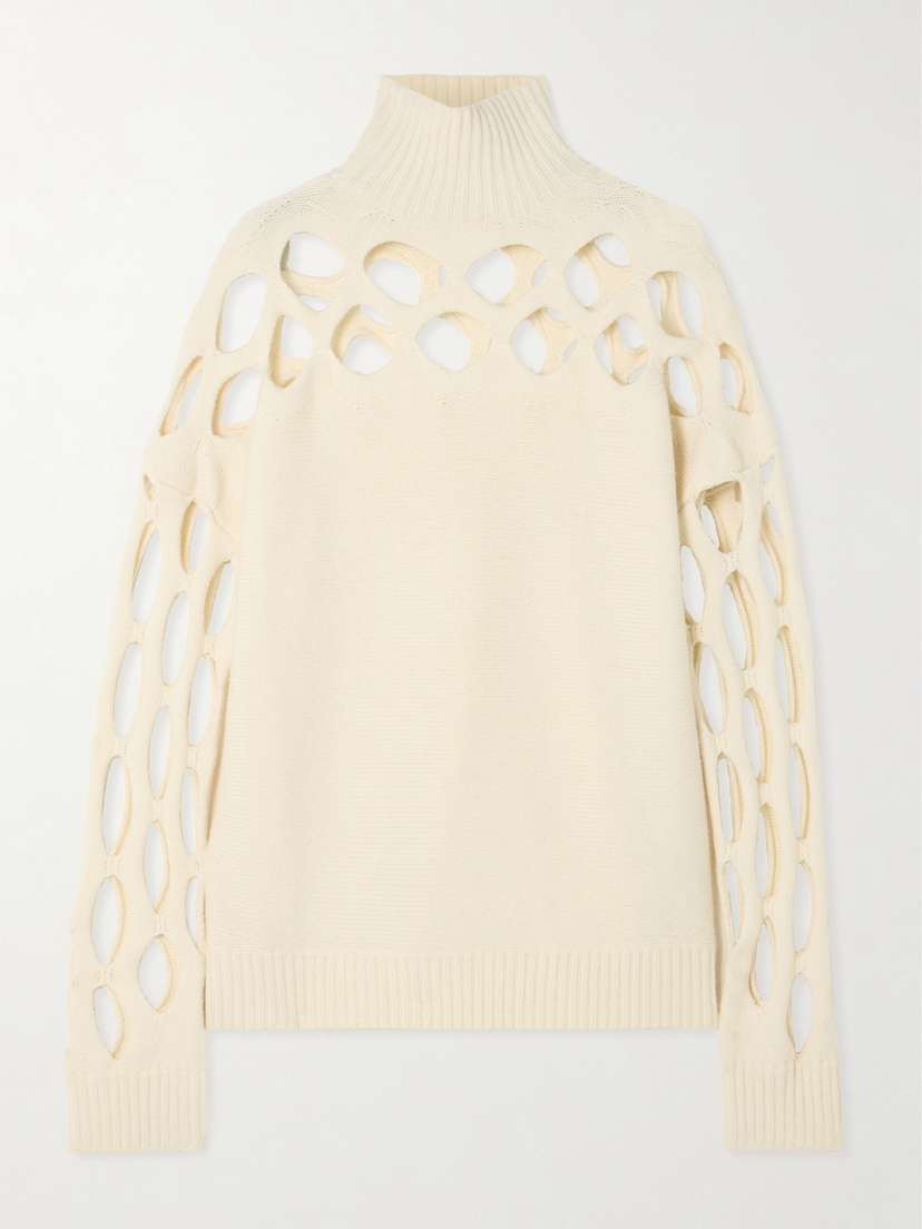 Diotima Albion Cutout Ribbed Wool-blend Turtleneck Sweater