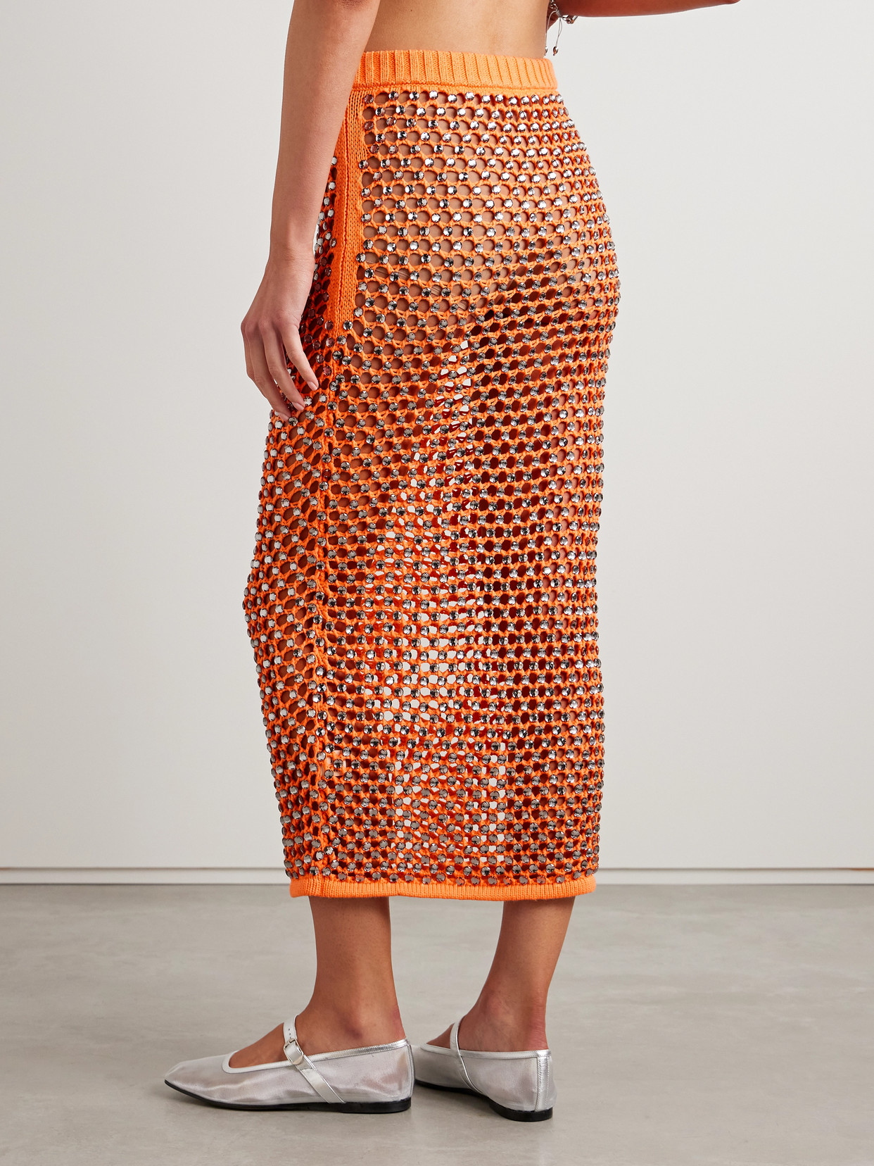 Spice Beaded Crocheted Cotton-Blend Maxi
