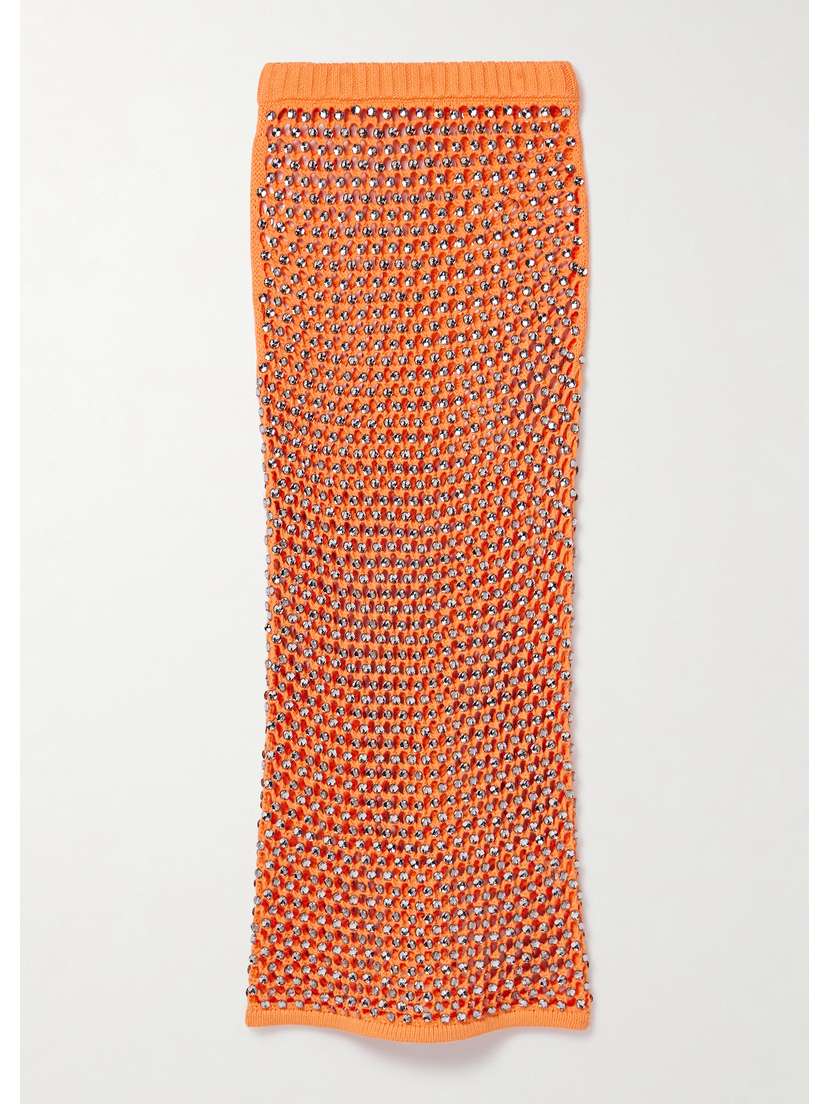 Diotima Spice Beaded Crocheted Cotton-blend Maxi Skirt