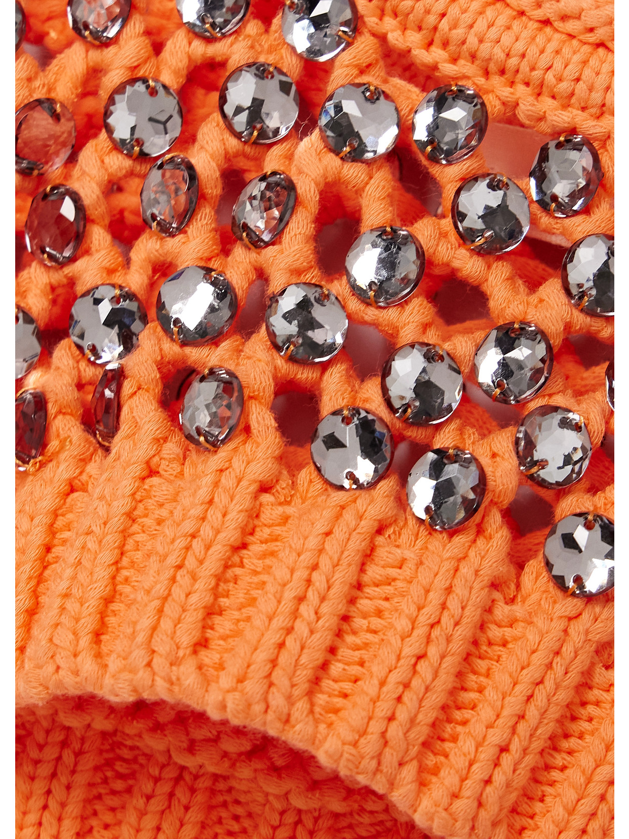 Lady Cropped Beaded Crocheted Cotton-Blend Top
