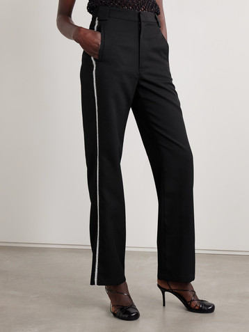 Diotima Thirds embroidered wool-twill straight-leg pants