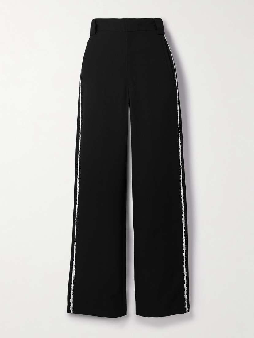 Diotima Thirds Embroidered Wool-twill Straight-leg Pants