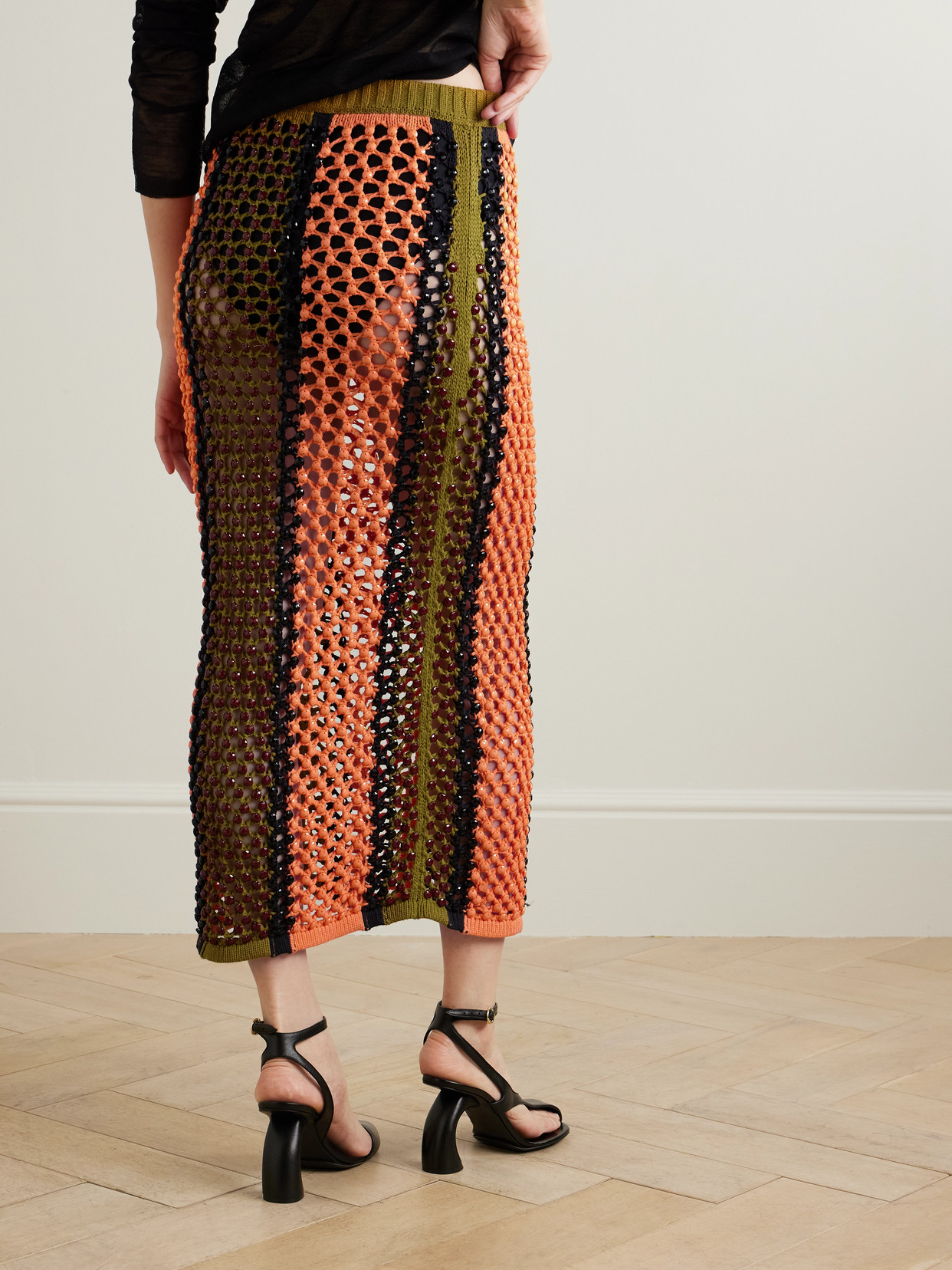 Diotima Spice Crocheted Midi Skirt In Multi