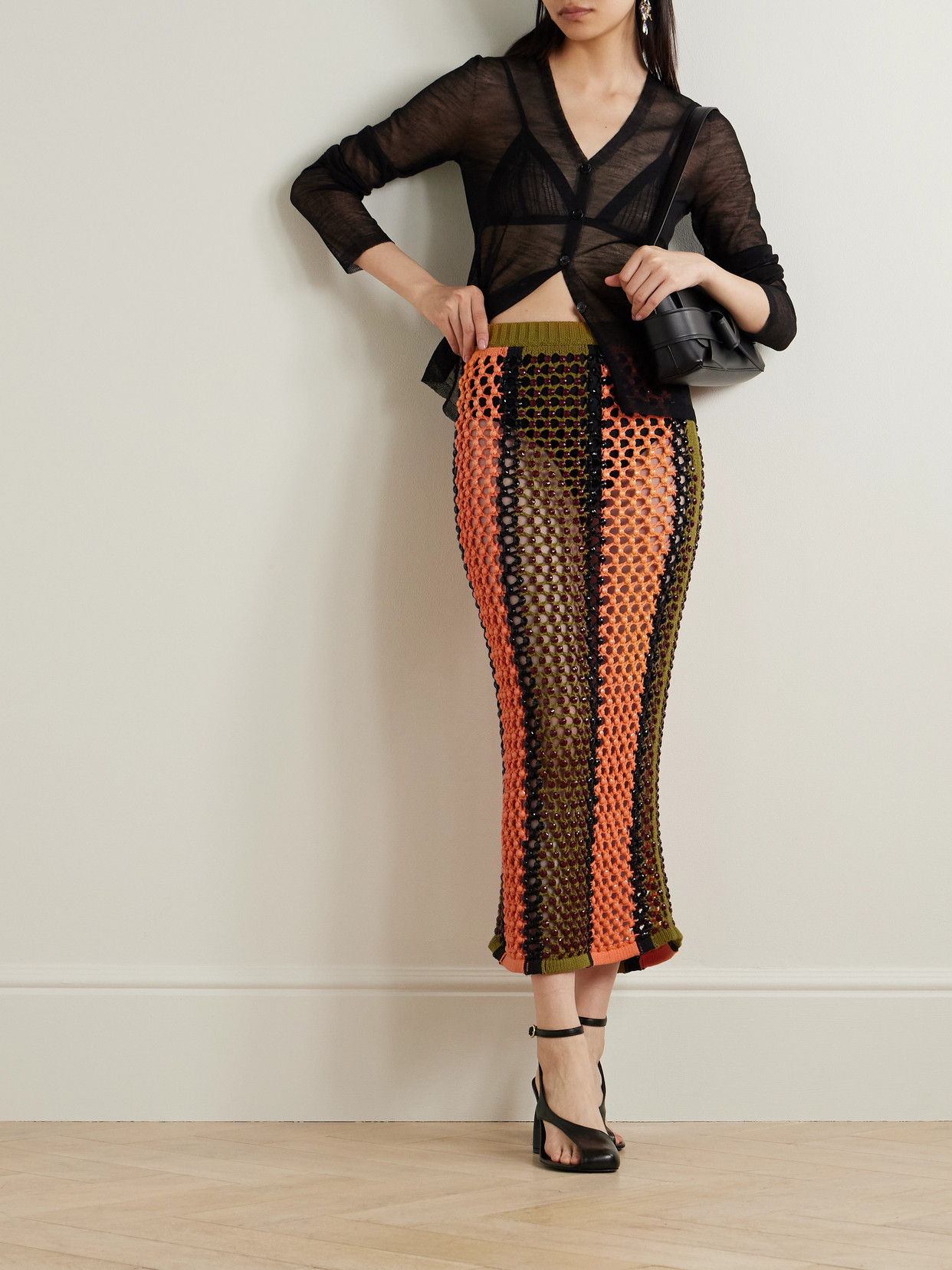 Diotima Spice Crocheted Midi Skirt In Multi