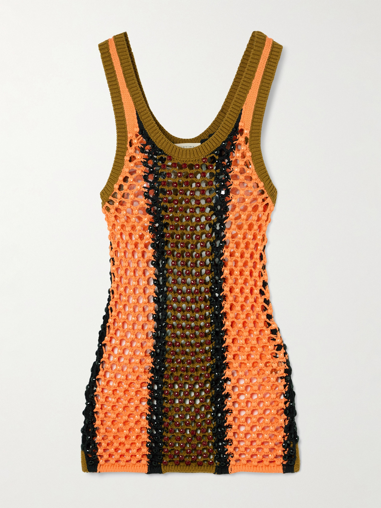 Diotima Dennis Marina Beaded Crocheted Cotton-blend Tank In Multi