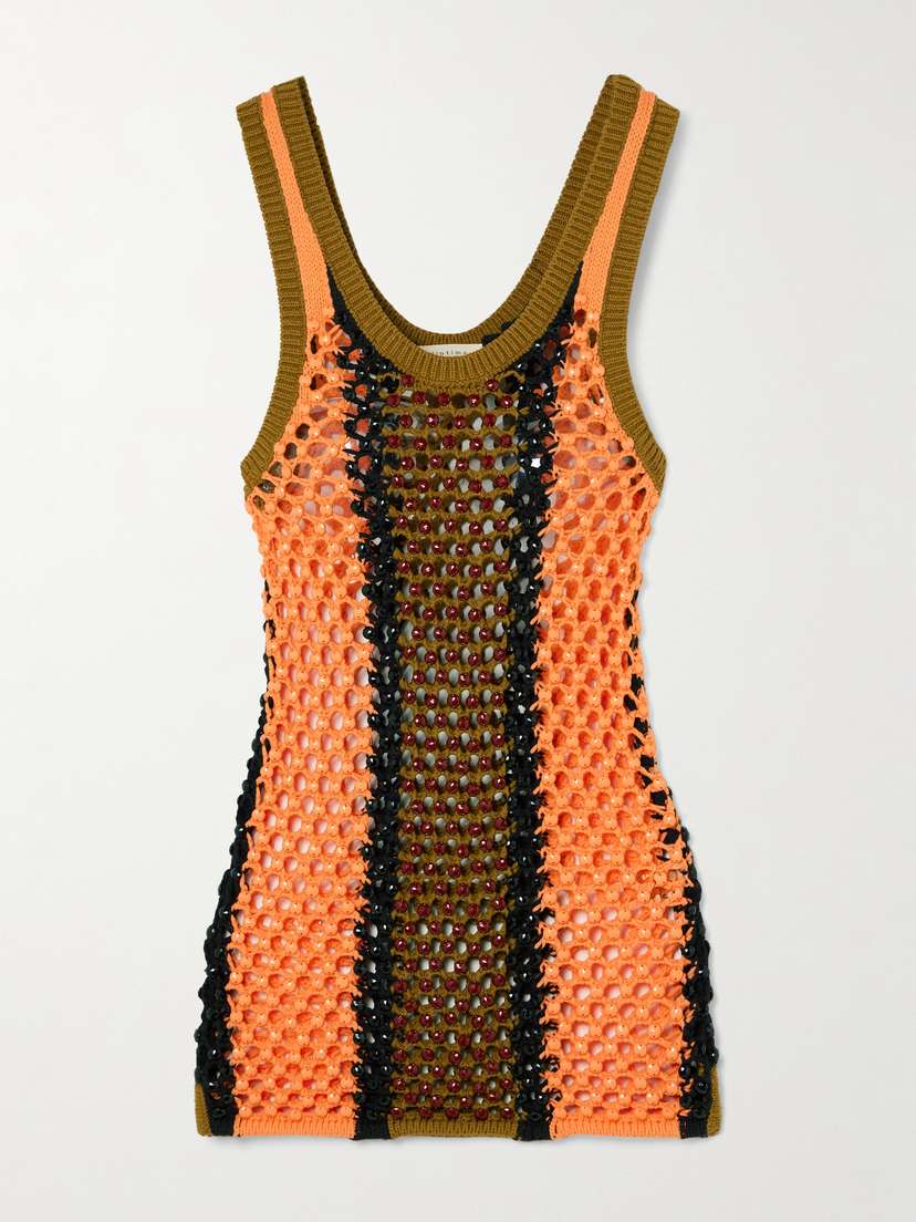 Diotima Dennis Marina Beaded Crocheted Cotton-blend Tank