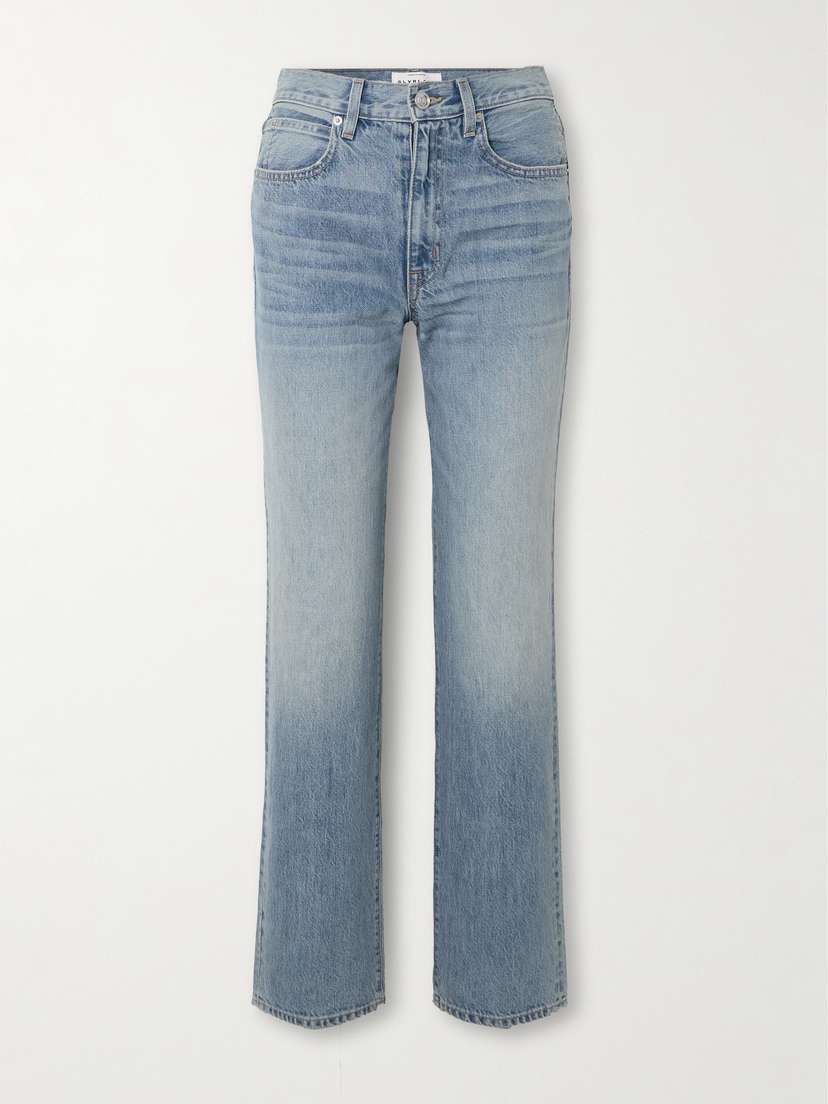 SLVRLAKE Sophie Distressed Mid-rise Straight-leg Jeans