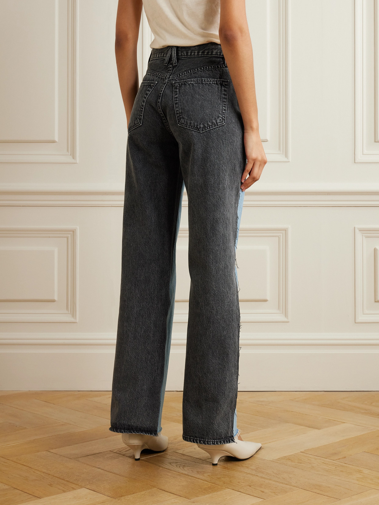 Re-Work Grace Paneled High-Rise Wide- Leg
