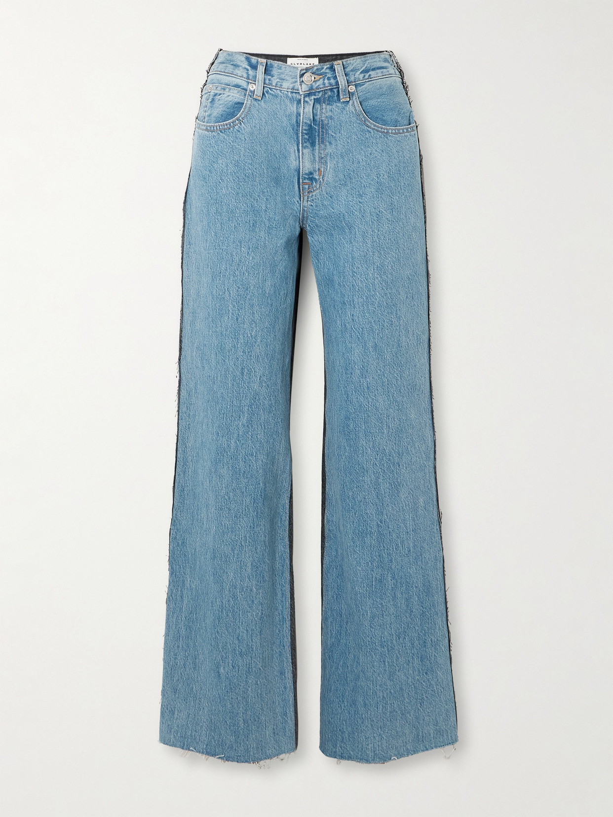 Slvrlake Re-work Grace Paneled High-rise Wide-leg Jeans In Blue