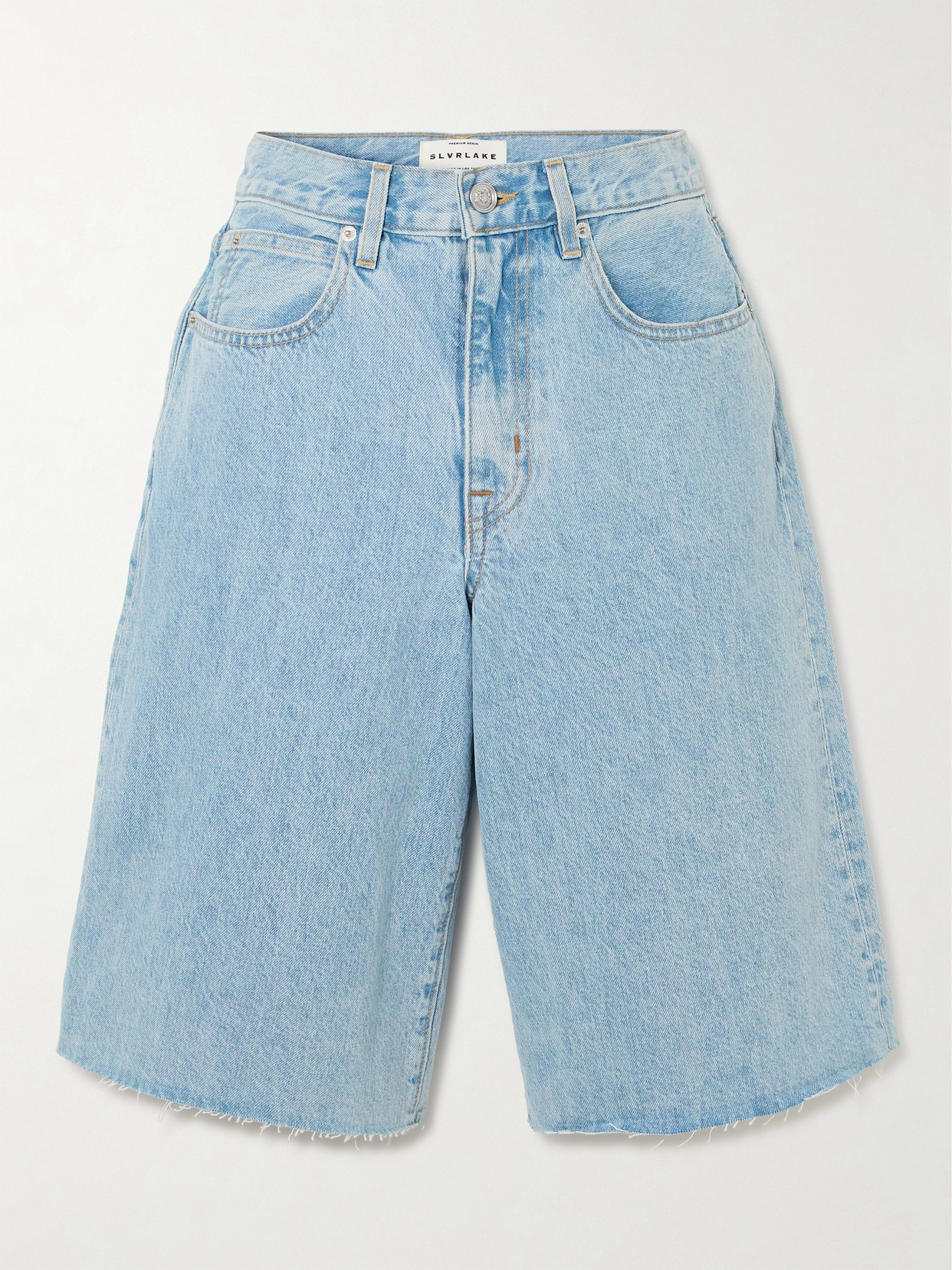 Slvrlake Grace Frayed Denim Shorts In Blue