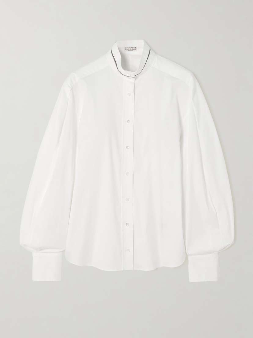 Brunello Cucinelli Embellished Cotton-blend Poplin Shirt