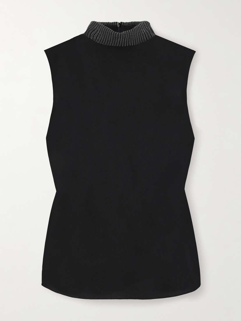 Brunello Cucinelli Bead-embellished Silk-satin Blouse