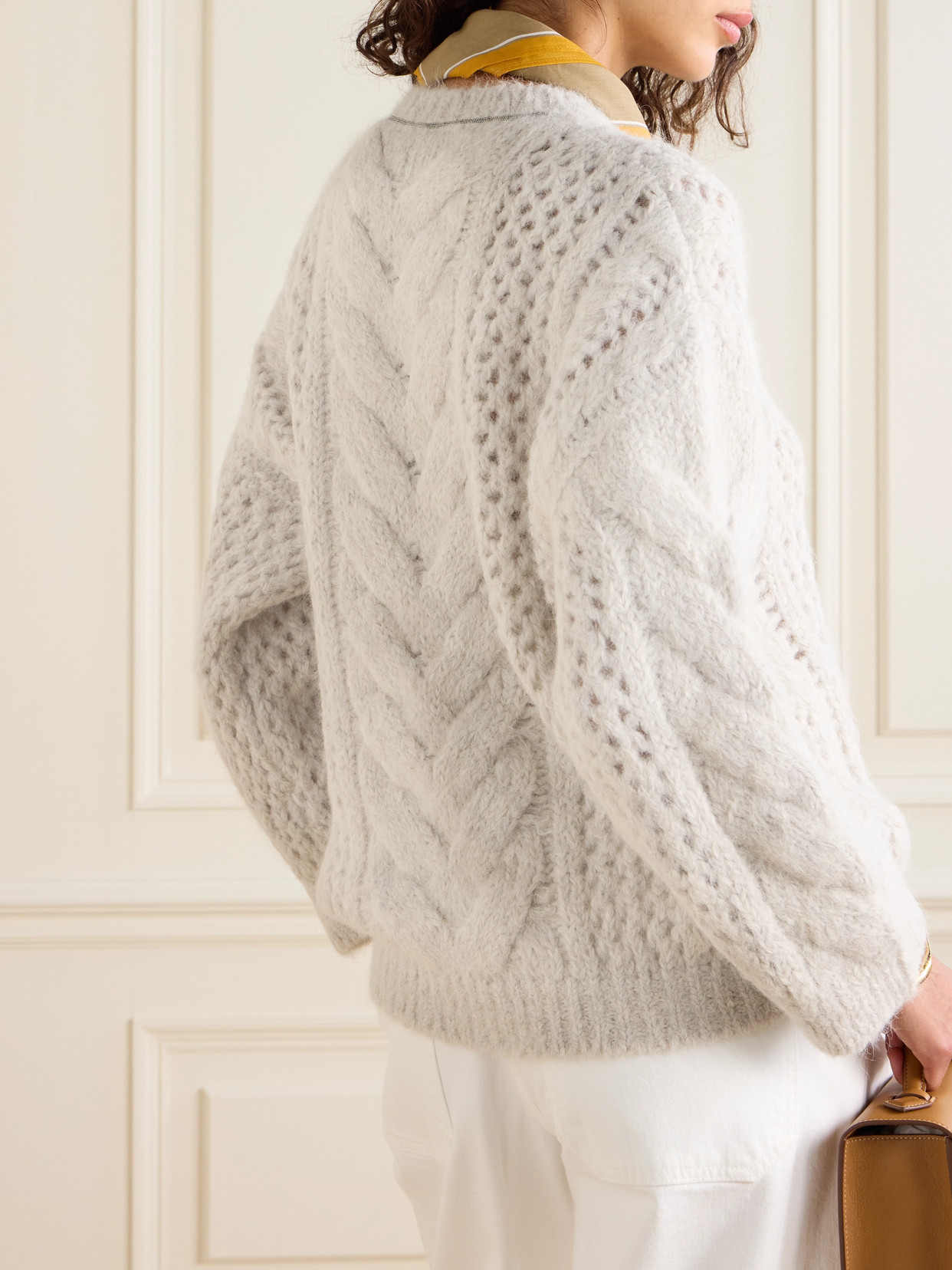 Brunello Cucinelli Cable-knit Alpaca-blend Sweater In Gray