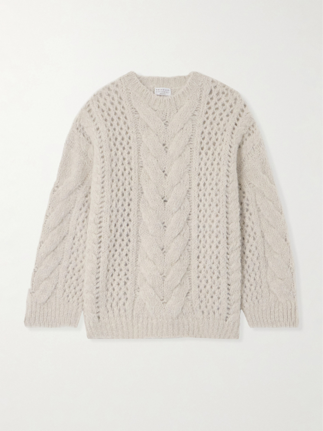 Brunello Cucinelli Cable-knit Alpaca-blend Sweater In Gray